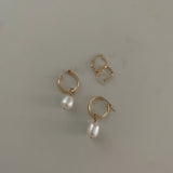 Textured Gold Hoop Earrings | Sculptural Pearl Drop Look