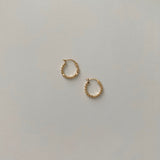 Textured Gold Hoop Earrings | Sculptural Pearl Drop Look