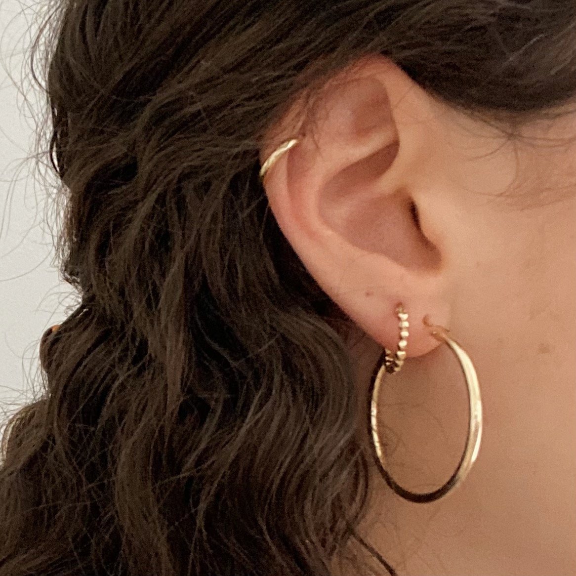Textured Gold Hoop Earrings | Sculptural Pearl Drop Look
